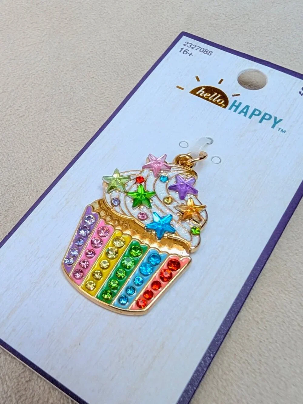 Hello Happy Cupcake Pendant Charm - NWT